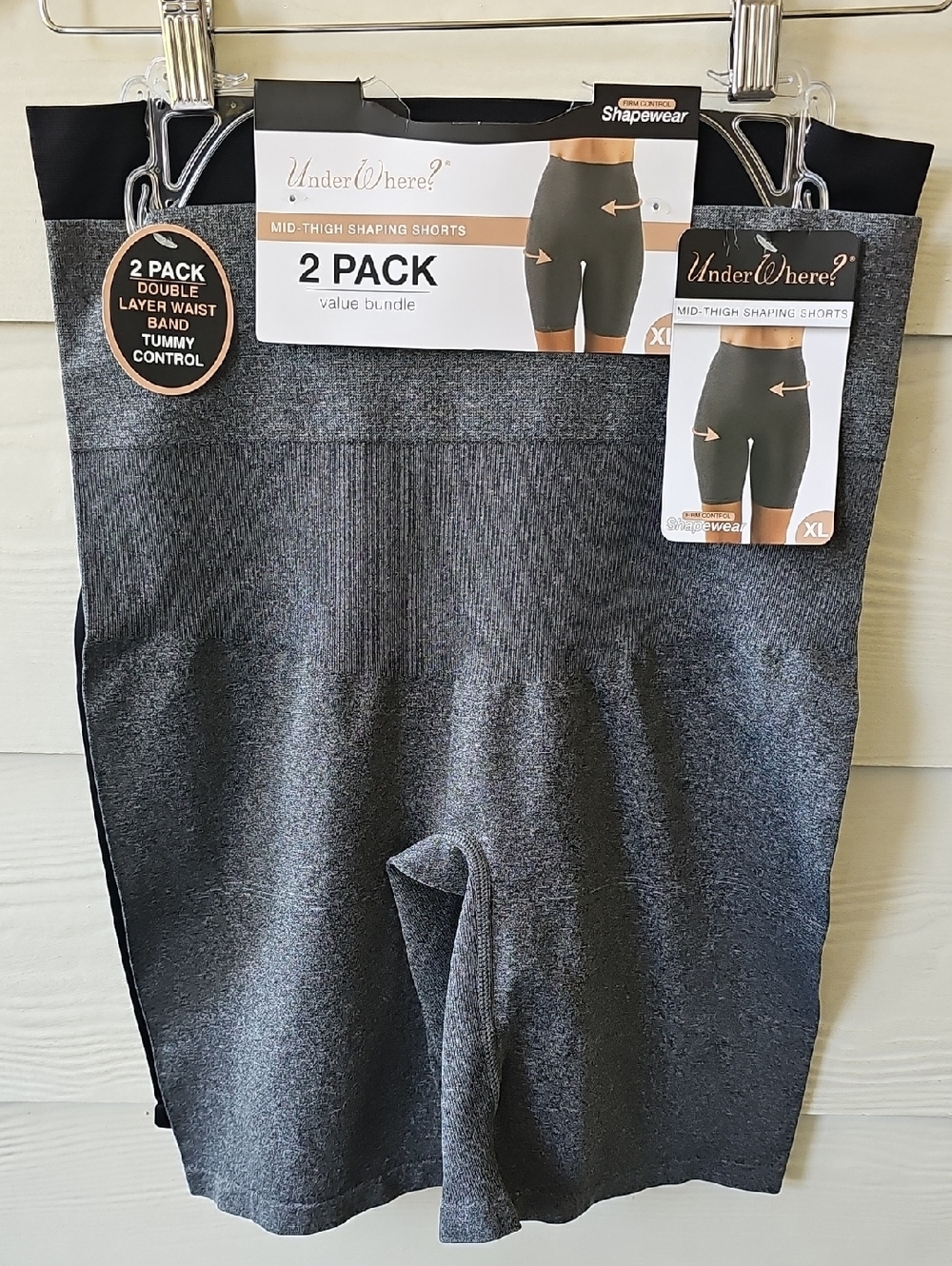 UnderWhere? 2-Pack Mid-Thigh Shaping Shorts — Black